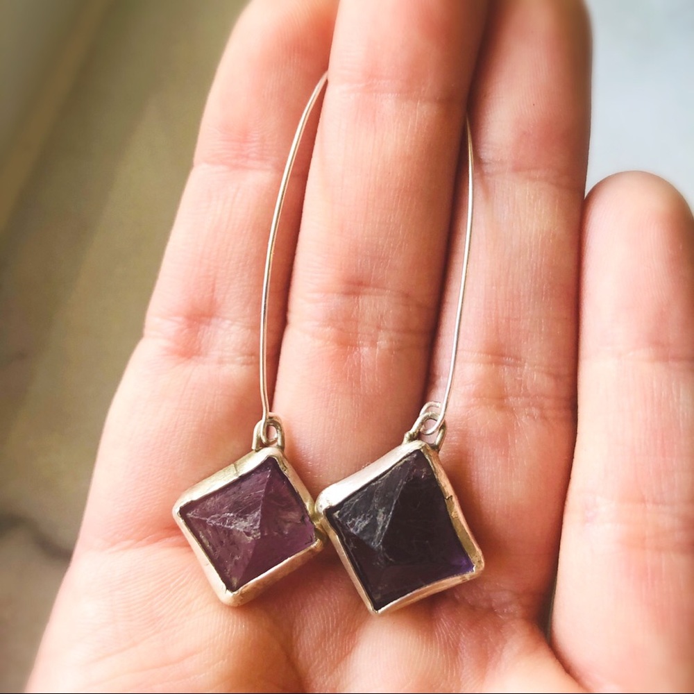 Rainbow Fluorite Sterling Silver Threader Earrings - image 6